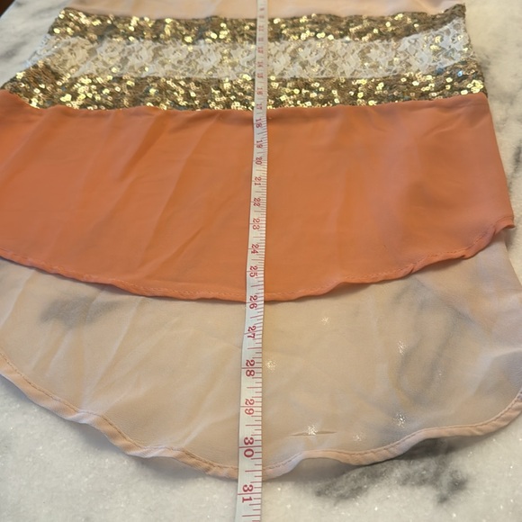 YA LOS ANGELES Peach Silk with Gold Sequins Tank Medium - Picture 5 of 7